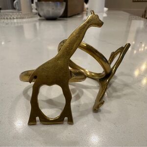 Vintage Giraffe reclaimed brass napkin rings